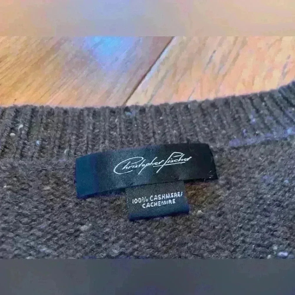Christopher Fischer Brown/Black V-Neck Cashmere Sweater Womens Size Large? READ - Picture 3 of 11